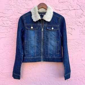 Vintage AC-3998 Denim Jacket Full Zip Sherpa Collar Y2K Womens Size Medium